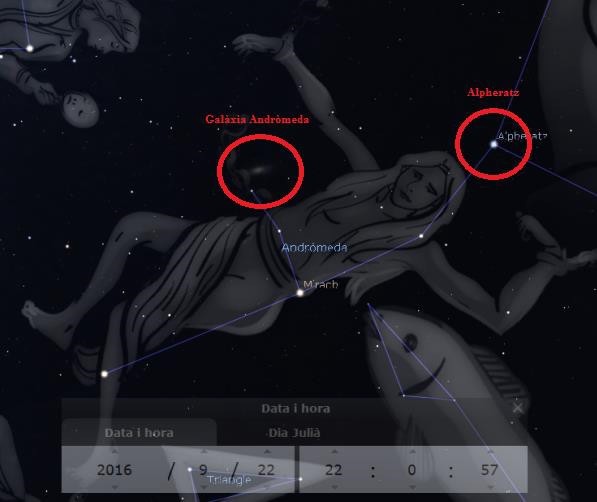 Constel·lació Andròmeda. Font: Stellarium